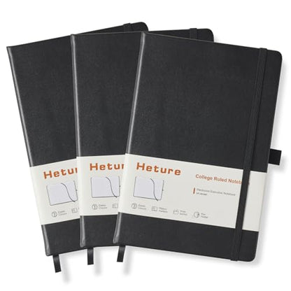 Heture Hardcover Notebooks, A5 Lined Journals Notebook for Writing 160 Pages, 8.2 x 5.5 inch, Classic Ruled Notebooks for College/Work/Travel (Lined-3 Pack, Black) - color: Black, style: Lined-3 Pack