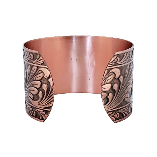 Handmade Solid Copper Cuff Bracelet adjustable with Scroll Design, Made in USA