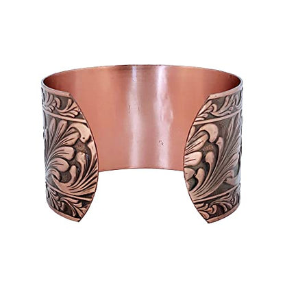 Handmade Solid Copper Cuff Bracelet adjustable with Scroll Design, Made in USA