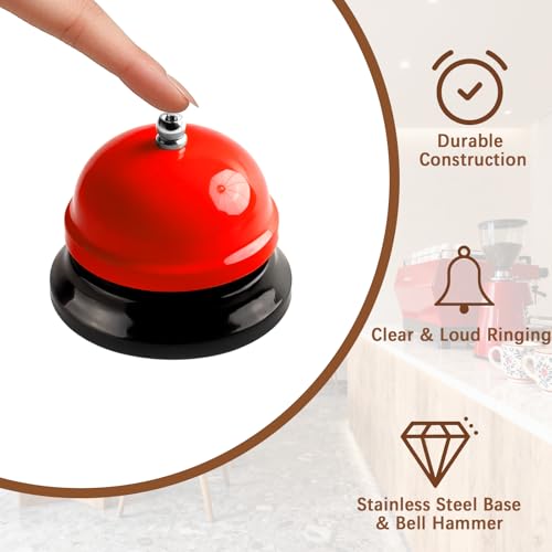10 Pcs Game Call Bell Colorful Desk Bell Metal Ring Bell 3 Inch Diameter Hand Bells Bulk for Adults Service Bell for Desk Hotel Restaurant Office School Kitchen Bar Counter Supplies
