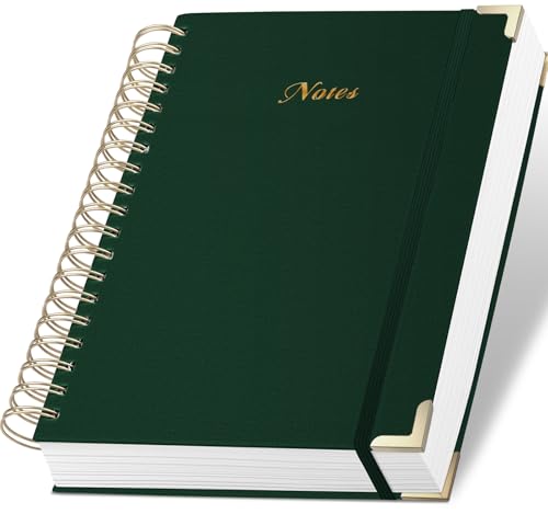 Spiral Notebook Journal, 328 Pages Linen Hardcover College Ruled Notebook, Lined Thick Journals for Women Men, B5 Thick Spiral Journal for Writing, 100GSM Paper, Cute Notebooks for Work School - color: A-Notes-Dark Green, size: B5(6.9INCH×9.8INCH)