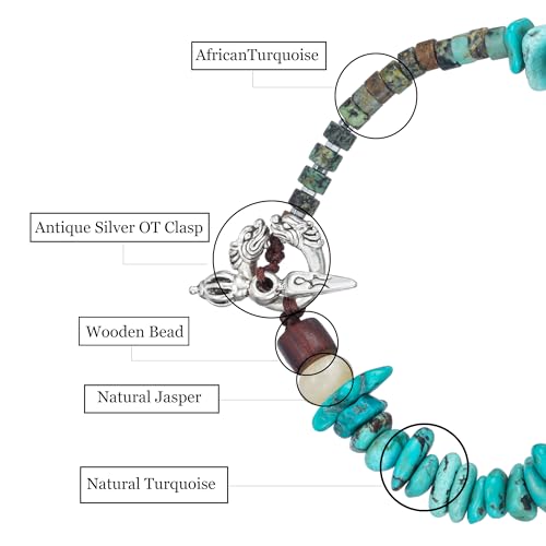 Women Boho Handmade Natural Stone Crystal Leather Bead Wrap Bracelets Collection - style: Turquoise Chips