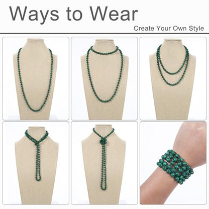 Beaded Necklace Hand Knotted for Woman - color: Green Peafowl 1