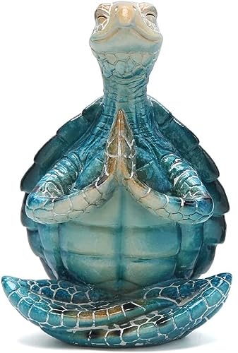 VVGIFTS Sea Turtle Meditation Yoga Decor, Garden Figurine Sea Turtle Meditating Coastal Beach Decorations, Zen Yoga Resin Statue for Home Office Decorations (Put the Palm Together) - color: Put the Palm Together