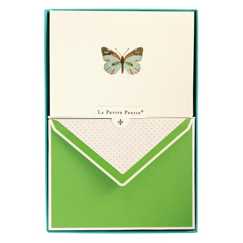 Graphique La Petite Presse Butterfly Boxed Notes | Blank Note Cards with Envelopes | 10 Count All Occasion Greeting Set | 5.25 x 3.8 Inches | High Quality Thick Paper Stationery with Unique Design - color: Butterfly