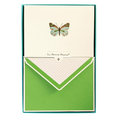 Graphique La Petite Presse Butterfly Boxed Notes | Blank Note Cards with Envelopes | 10 Count All Occasion Greeting Set | 5.25 x 3.8 Inches | High Quality Thick Paper Stationery with Unique Design - color: Butterfly