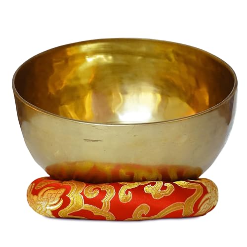 Tibetan Singing Bowl, Handcrafted Singing Bowl for Meditation, Prayer & Holistic Healing, Yoga Accessories, 6” Sound Bowl with Wooden Striker, Artisanal Pouch & Cushion