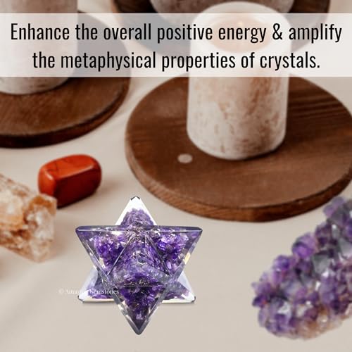Amazing Gemstone 1 Pcs Amethyst Large Crystal Orgone Merkaba Star for Reiki Healing Meditation and Crystal Grid