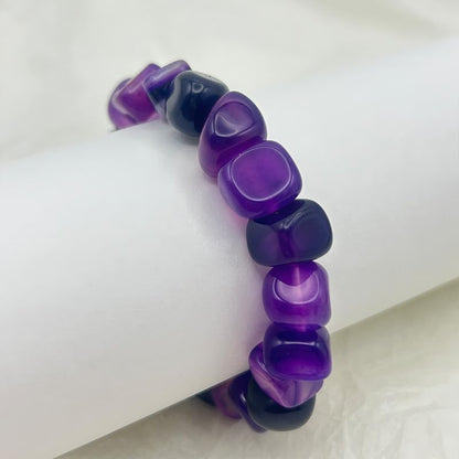 HZHRony Healing Crystal Stone Beads Bracelet Irregular Gemstone Beaded Bracelets For Women and Men Anxiety Relief Yoga Bracelet Jewelry Gifts 7 Inch - color: Purple