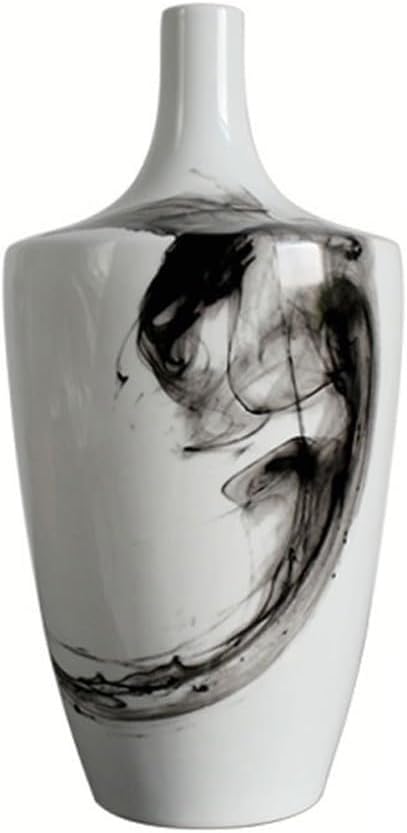 Vase Desktop Modern Chinese Ink Ceramic Entrance Arrangement Desktop Decoration Zen Ornament for Decor