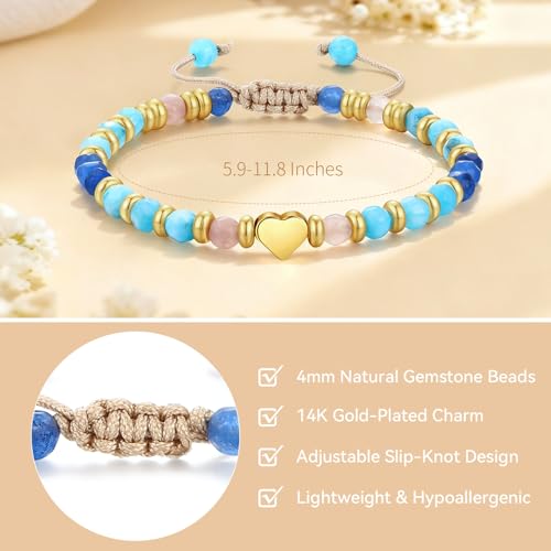 yupoxiu Inspirational Gifts for Women Birthday - Healing Natural Stone Bracelets, Thinking of You Get Well Soon Gifts for Women Friend Sister - style: I-Blue Aventurine & you're