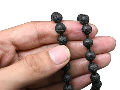 Amazing Gemstone Lavastone Mala Beads - 108 Prayer Beads for Meditation and Mindfulness Practice, Handcrafted Mala Beads with Natural Gemstones for Spiritual Healing and Relaxation (Knotted) - color: Lava Stone, style: Knotted