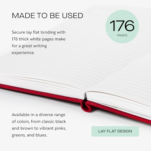 Oriole Vegan Leather Ruled Notebook - Cherry Red | 176 Pages of Thick Lined Paper | Soft Touch Hardcover Journal (5 x 8 in) with Gold Foil Bird Design & Luxury Gift Box - color: Cherry Red