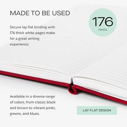 Oriole Vegan Leather Ruled Notebook - Cherry Red | 176 Pages of Thick Lined Paper | Soft Touch Hardcover Journal (5 x 8 in) with Gold Foil Bird Design & Luxury Gift Box - color: Cherry Red