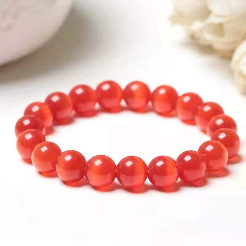 Fuqimanman2020 Healing Natural Stone Stretch Bracelet Strand Chakra Crystal Beaded Energy Reiki Spirituality for Women Conservancy Meditation Protection Jewelry - color: Red