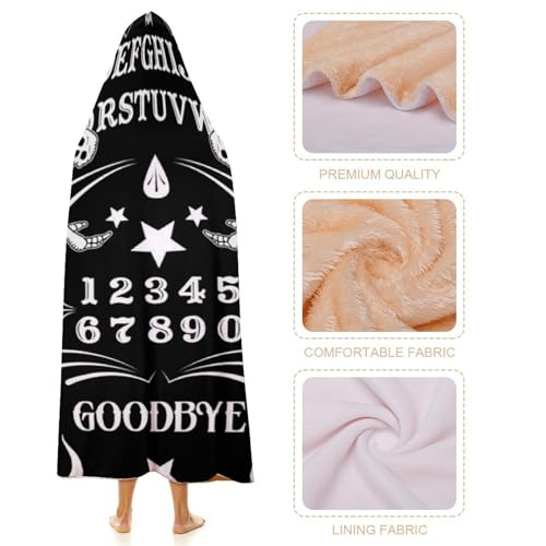 Skull Skeleton Witch Board Tarot Black Art Large Size Comfortable Hooded Blanket, Warm Blanket 40"x50" - color: Skull Skeleton Witch Board Tarot Black Art, size: 40"x50"