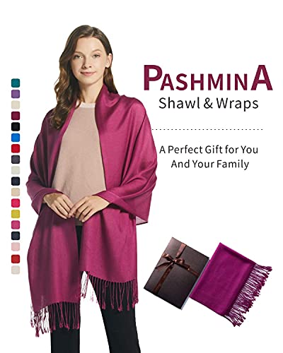 EURKEA Women's Scarf Pashmina Silky Soft Shawls Wraps Stole for Evening, Wedding and Gift - color: Magenta
