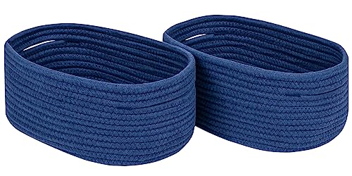 CubesLand Storage Basket, Cotton Rope, Navy Blue, 2 Pack, Organizing/Storage, Closet, Shelves, Decorative - color: Navy Blue, size: 2pcs-small basket
