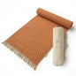 VINYASA Handwoven Cotton Yoga Rug Mat – Naturally Dyed | Absorbent, Washable Yoga Mat/Fitness Rug, Hatha, Pilates & Meditation - Non-Slip Grip | Extra Long & Wide | Trikon Series - color: Marigold