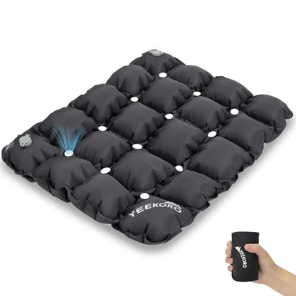 Inflatable Seat Cushion, Porous Design Sitting Pad, Waterproof Air Seat Cushion, Portable Seat Cushions for Airplane Camping Wheelchair Office