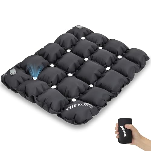 Inflatable Seat Cushion, Porous Design Sitting Pad, Waterproof Air Seat Cushion, Portable Seat Cushions for Airplane Camping Wheelchair Office