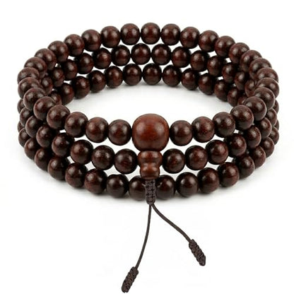 Agan Traders 108 Mala Prayer Beads Necklace for Men & Women – Tibetan Buddhist Prayer Beads Wrist Mala - Handmade Yak Bone Japa Mala Beads for Meditation, Yoga & Healing - color: Rosewood-8mm