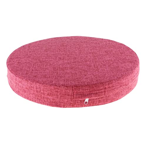 6cm Portable Round Yoga Meditation Cushion - Weight Breathable Linen, Perfect for Home and Outdoor Exercise - Watermelon Red
