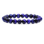 Keleny Gem Semi Precious Gemstones 8mm Natural Stone Round Beads Rock Crystal Jasper Stretch Bracelet 7 Inch Unisex - color: Dyed Royal Blue Tiger Eye 4#