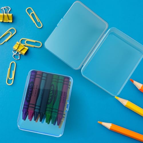 16 Pcs Plastic Crayon Box, Mini Plastic Storage Containers with Lid, 4.5x3.4 Inches Clear Rectangle Box Small Storage Boxes for Crafts, Jewelry Beads, Office Supplies (Green) - color: Green