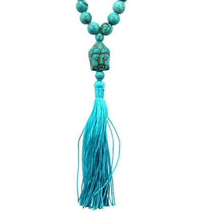 LIUANAN 108 Mala Beads 8mm Natural Bracelet Healing Gemstone Yoga Meditation Hand Knotted Mala Prayer Bead Necklace - color: Natural Turquoise