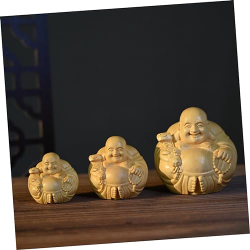 Wooden Carved Maitreya Buddha Ornament Solid Wood Decorative Adornment for Home Zen Decor Unique Tabletop Accent Delicate Craftsmanship
