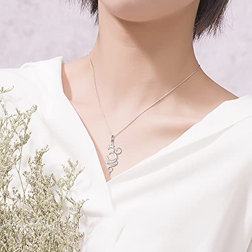 DAOCHONG 925 Sterling Silver Jewelry Om Breathe Symbol Necklace for Women Gifts