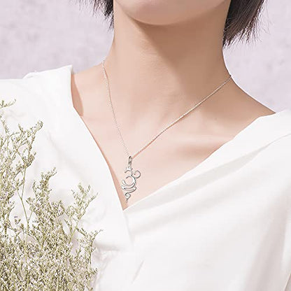 DAOCHONG 925 Sterling Silver Jewelry Om Breathe Symbol Necklace for Women Gifts