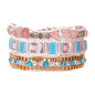 YGLINE Natural Stone Wrap Bracelet for Women Boho Bracelets Healing Crystal Beaded Bracelet Adjustable 3/5 Wraps Bracelet Handmade Birthday Gifts for Women - color: blue＆pink
