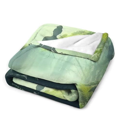 Woman Meditation Jungle Green Ultra Soft Flannel Fleece Bed Blankets Lightweight Cozy Throw Blanket Room Decor for Couch Chair Bedroom Adults Bedding Cozy Blanket Outdoor Travel Blankets 60"x8 - size: 80L" x 60W"