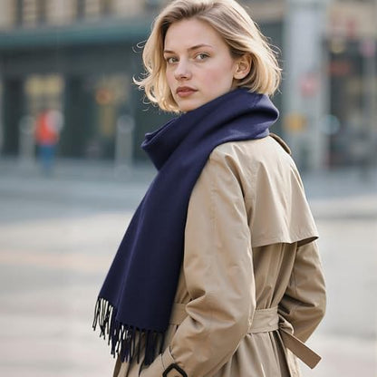 Winter Scarf for Women Pashmina Shawls and Wraps for Evening Dresses Wedding Party Bridesmaid Warm Long Scarves Shawl - color: Navy