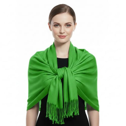 Peach Couture Women’s Pashmina Shawl Wrap – Warm Long Large Scarf for Evening Dress, Bridesmaid, Wedding & Bridal Wear - color: Green