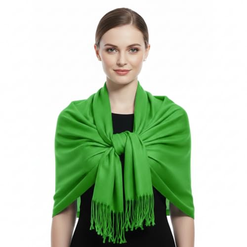 Peach Couture Women’s Pashmina Shawl Wrap – Warm Long Large Scarf for Evening Dress, Bridesmaid, Wedding & Bridal Wear - color: Green