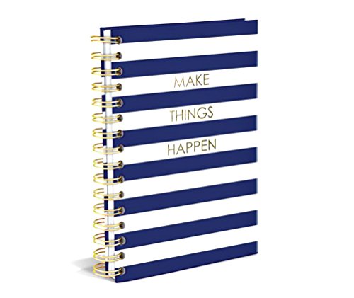 Graphique Hardbound Spiral Journal | Make Things Happen Navy Stripe Design | Premium Paper | Notebook | Diary | Lists | Record Month and Date | Great Gift | 160 Ruled Pages | 6.25” x 8.25” - color: Navy Stripe