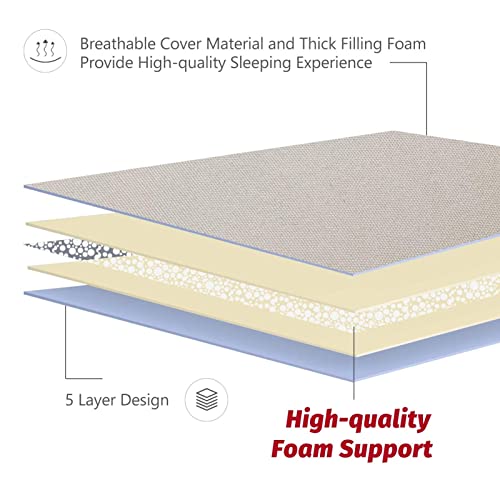 MAXYOYO Japanese Floor Futon Queen Size, Thicken Tatami Mat Sleeping Pad Foldable Roll Up Mattress Trifold Pad Guest Mat, Off White - color: Off White, size: Queen