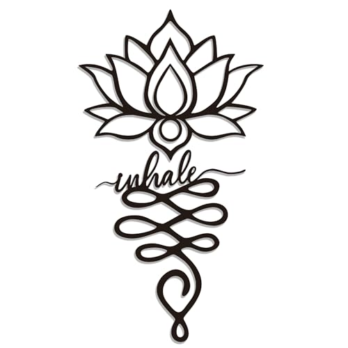 Xedatric Lotus Flower Wall Decor Twin Piece Metal Wall Sculpture for Yoga Decor, Home and Office - Elegant Lotus Flower Decor, Rustic Matte Black Finish (12.9" x 10.7" and 10.4" x 13.6") - color: 2-black