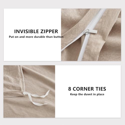 100% Washed Cotton Weighted Blanket Cover, Linen Feel Duvet Cover for Weighted Blanket 60"x80", Plain Simple Cotton Heavy Blanket Duvet Cover (Beige, 60"x80") - color: Beige (No Blanket), size: 60"x80"