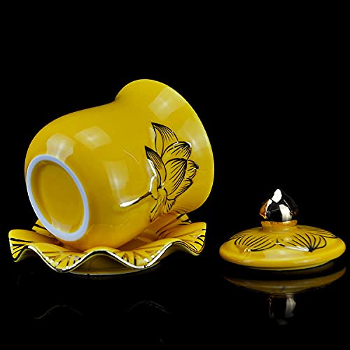 Houlu 1pc Ceramic Altar Cup, Holy Water Offering Cup, Tibetan Buddhist Worship Cup - Yellow - color: Yellow
