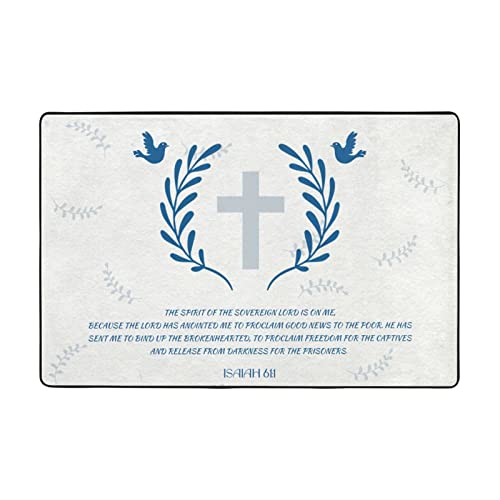 Vivacite Prayer Mat Christian Gifts for Women Men Faith Religious Spiritual Gifts for Women Prayer Rug with Bible Verse Christian Decor Area Rug for Pray Scripture Isaiah 61:1, 36"X24" - color: Isaiah 61:1 Cross and Peace, size: 2' x 3' (Rectangular)