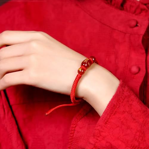 2026 Chinese New Year of Horse Bracelets for Women Men, 12 Chinese Zodiac Bracelet Good Luck Red String Animal Horse Charm Braided Bangle Adjustable Jewelry Gift - color: 3 Cylinder+3 Circle