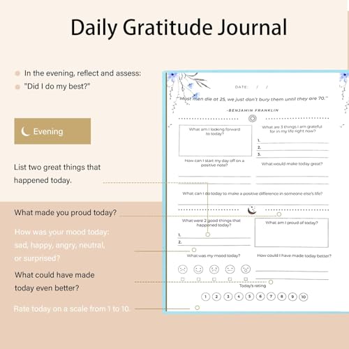 Gratitude Journal for Women & Men – Daily Mindfulness Journal with Positivity Tracker, Happiness Exercises, and Guided Reflective Writing – Self-Care Journal for Personal Growth (Blue) - color: Blue