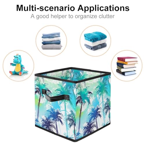 Storage Bags,Clothes Storage Bins Foldable with Handle,1-Pc,Abstract Palm Tree Geometry