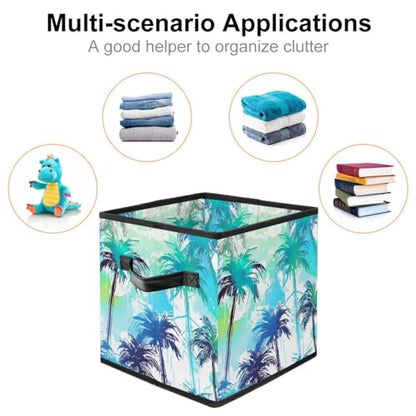 Storage Bags,Clothes Storage Bins Foldable with Handle,1-Pc,Abstract Palm Tree Geometry