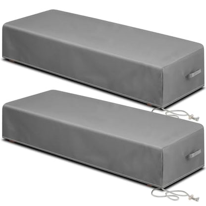 2 Pcs Patio Chaise Lounge Cover Waterproof Outdoor Lounge Chair Cover 30 D x 83 W x 12 H UV Resistant with Handle Strap for Furniture Protection (Gray)