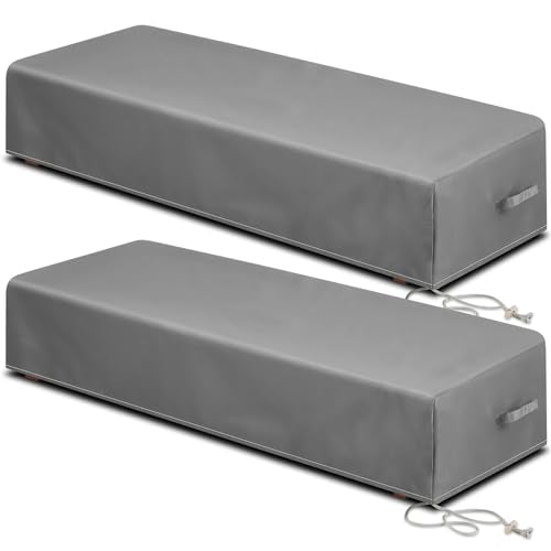 2 Pcs Patio Chaise Lounge Cover Waterproof Outdoor Lounge Chair Cover 30 D x 83 W x 12 H UV Resistant with Handle Strap for Furniture Protection (Gray)